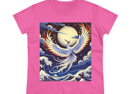 Majestic White Crane Women's Midweight Cotton Tee