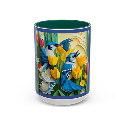 Blue Jays in a Spring Garden Colorful Mugs (11oz, 15oz)