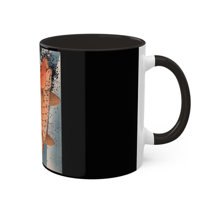 Carp Swimming up a Waterfall by Yashima Gakutei Colorful Mugs, 11oz