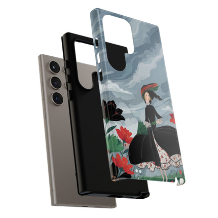 🌧️🌺 The Stormy Flower Walk Phone Case – Art Deco Floral Fashion
