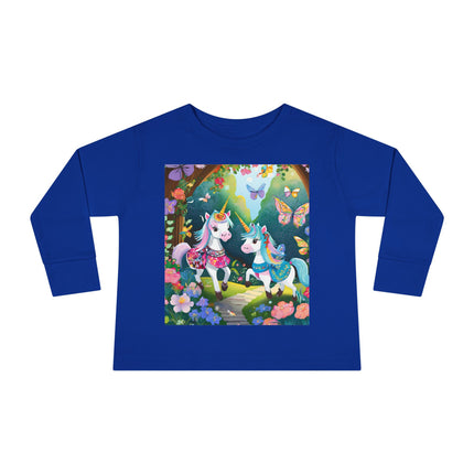 Baby Unicorns and Fluttering Butterflies Toddler Long Sleeve Tee