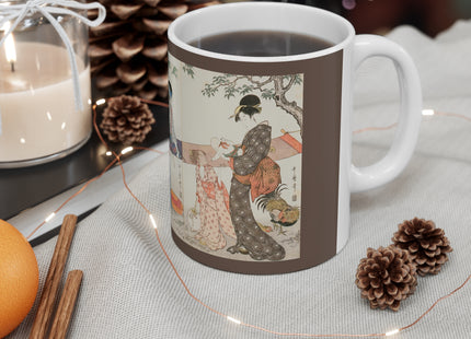 Drying and Stretching Cloth by Kitagawa Utamaro Ceramic Mug 11oz