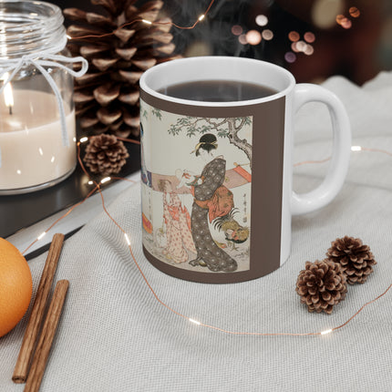 Drying and Stretching Cloth by Kitagawa Utamaro Ceramic Mug 11oz