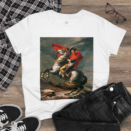 Napoleon Crossing the Alps by Jacques-Louis David Women's Midweight Cotton Tee