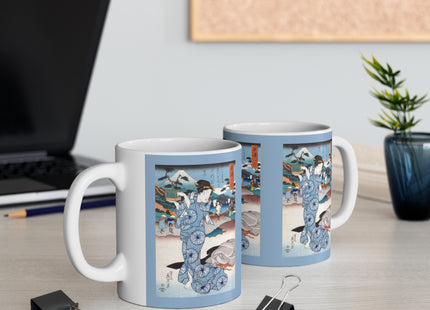 Japanese woman woodblock print by Keisai Eisen Ceramic Mug 11oz