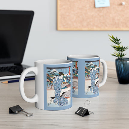 Japanese woman woodblock print by Keisai Eisen Ceramic Mug 11oz