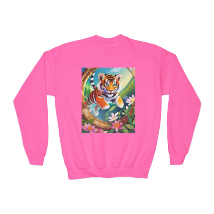 Majestic Tiger Cub Youth Crewneck Sweatshirt – Courage, Energy & Bold Adventure