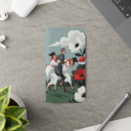🌺🎩 The Ladies Of The Scarlet Garden Flip Case – Art Deco Floral Adventure