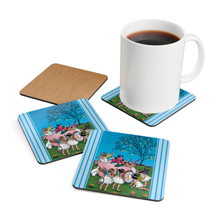Enchanted Easter Gathering Corkwood Coaster Set