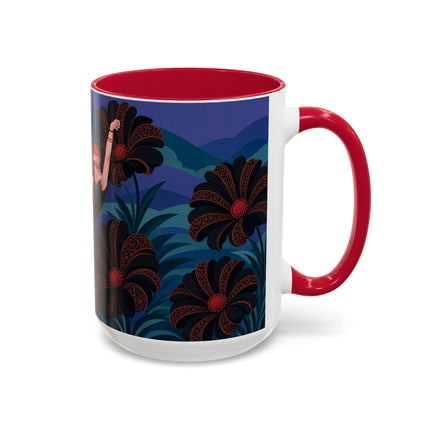 🖤🌺 The Midnight Floral Acrobat Colorful Mug – Art Deco Fashion Whimsy