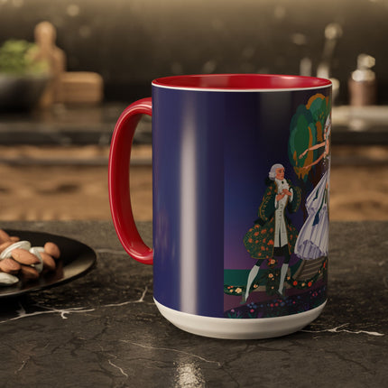 Moonlit Garden Waltz Colorful Mug (11oz, 15oz) – Rococo Romance, Garden Elegance & Enchanted Dance
