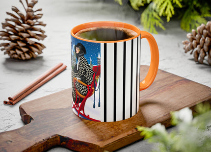 Elegant Winter Woman in Sleigh Colorful Mugs (11oz, 15oz)