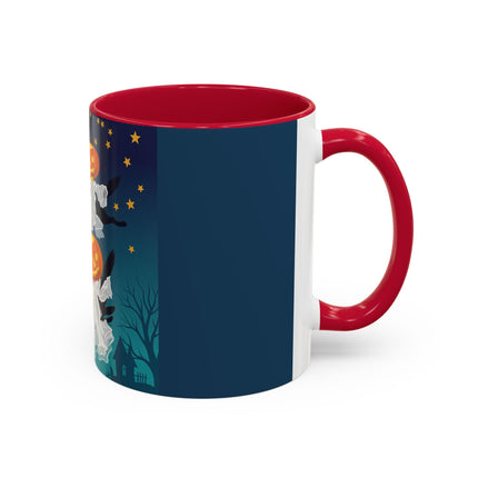 🐈‍⬛🎃 The Flying Black Cats Of Halloween Colorful Mug – Whimsical Storybook Charm