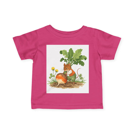 🐭🥕 The Little Garden Harvest Mouse Infant Fine Jersey Tee – Whimsical Woodland Charm
