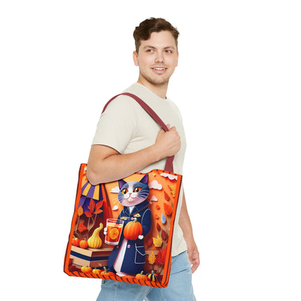 British Shorthair at an Autumn Market Tote Bag (AOP)
