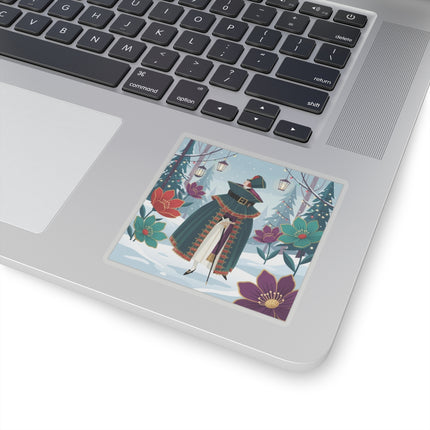 🏮❄️ The Winter Lantern Promenade Kiss-Cut Sticker – Art Deco Holiday Fantasy
