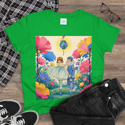 🌸🏮 The Lantern Garden Stroll Cotton Tee – Art Deco Floral Whimsy
