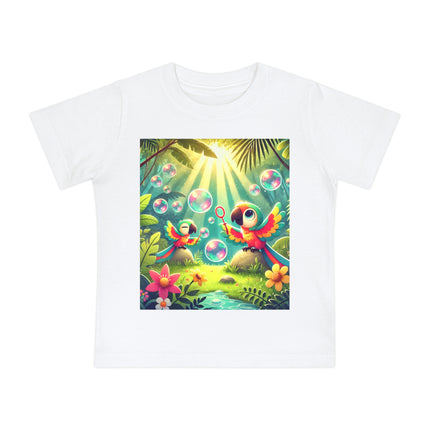 Parrots and Bubbles Baby T-Shirt – Tropical Color & Playful Joy