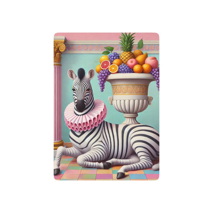 Still Life with Zebra, Fruit, and Pink Columns Playing Cards