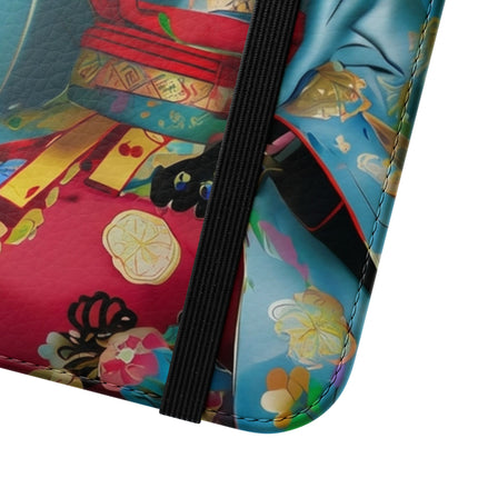 🌸✨ Cyberpunk Geisha Flip Case – Neon Elegance & Futuristic Grace