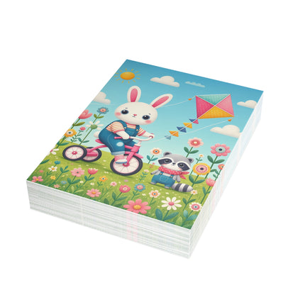 🌸🐦 The Willow Garden Maiden Greeting Card – Whimsical Japanese Garden