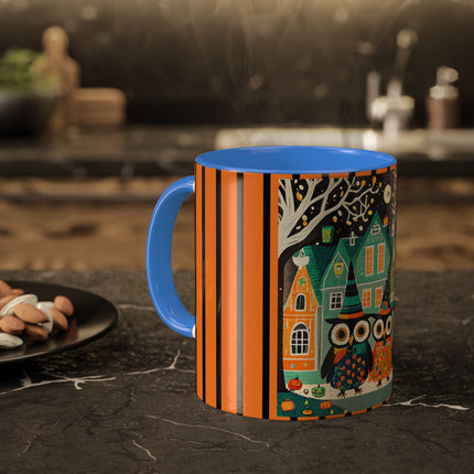 Night of the Trick-or-Treating Owlets Colorful Mugs, 11oz