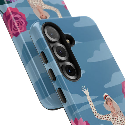 🌺👒 The Grand Flower Promenade Phone Case – Art Deco Fashion Illustration