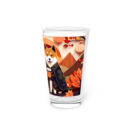 Shiba Inu at an Autumn Harvest Fair Glass, 16oz