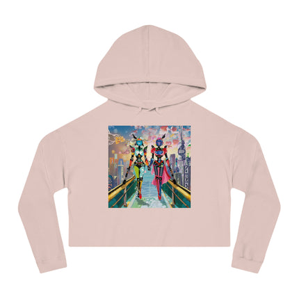 Cyber Punk Robot Models Cropped Hooded Sweatshirt