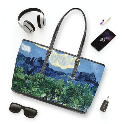 Olive Trees by Vincent Van Gogh PU Leather Shoulder Bag