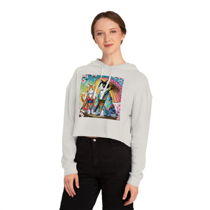 Kimono Kitties Cropped Hooded Sweatshirt