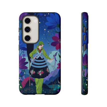 🌸🐦 The Lady Of The Midnight Bird Garden Phone Case – Art Deco Floral Fantasy
