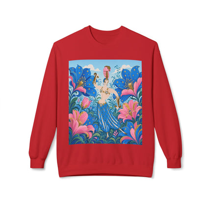 🌟🌸 The Starry Blossom Garden Dancer Midweight Crewneck Sweatshirt – Art Deco Floral Fantasy