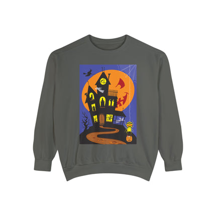 Halloween Night at the Haunted House Unisex Garment-Dyed Sweatshirt