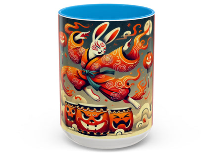 Jack-O’-Lantern Drums & The Kabuki Rabbit Colorful Mugs (11oz, 15oz)