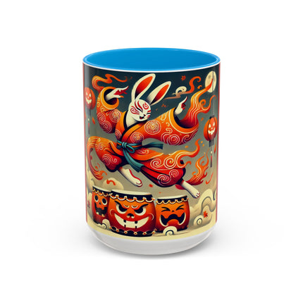 Jack-O’-Lantern Drums & The Kabuki Rabbit Colorful Mugs (11oz, 15oz)