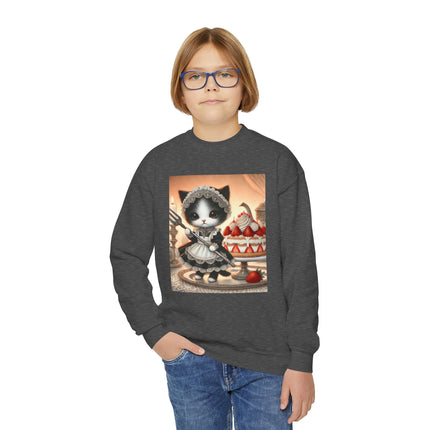 Patisserie Kitten Youth Crewneck Sweatshirt – Sweet Charm, Cozy Comfort & Storybook Delight