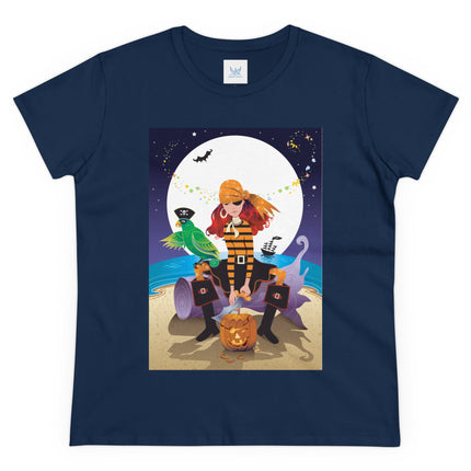 Moonlit Pirate Halloween Women's Midweight Cotton Tee