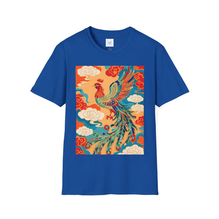 🐦🌞 The Celestial Phoenix Softstyle T-Shirt – Golden Clouds & Mythical Splendor