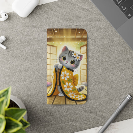 🐱🍵 Playful Kitten in the Tea Room Flip Case – Curious Charm & Cozy Whimsy