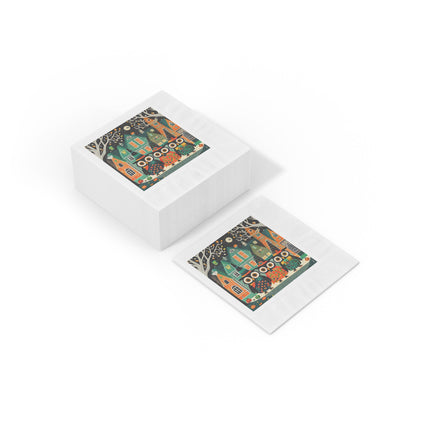 Night of the Trick-or-Treating Owlets White Coined Napkins