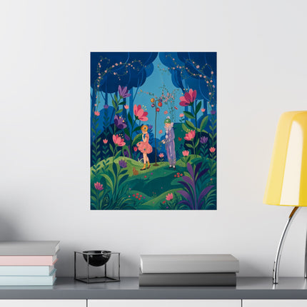 🦋🌷 The Secret Flower Forest Matte Vertical Poster – Art Deco Botanical Whimsy