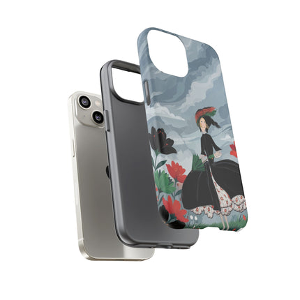 🌧️🌺 The Stormy Flower Walk Phone Case – Art Deco Floral Fashion
