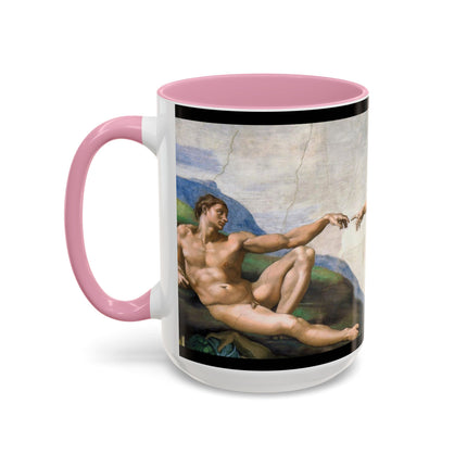 The Creation of Adam by Michelangelo Buonarroti Colorful Mugs (11oz, 15oz)