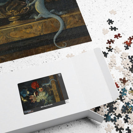 Dutch Baroque Still Life Puzzle — Tulips, Butterfly & Lizard (110–1014 pcs)