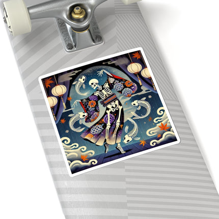 Skeleton Kabuki Performer Kiss-Cut Stickers (4 Sizes)