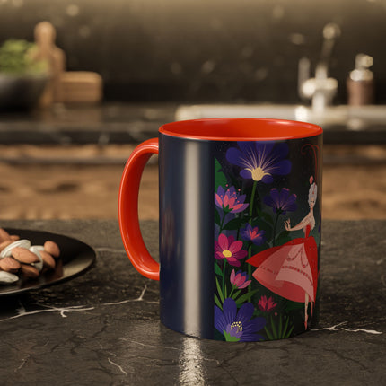 Moonlight Waltz Among The Blossoms Colorful Mugs – Art Deco Floral Enchantment
