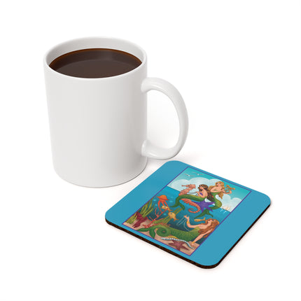 Three Mermaids with Strings of Pearls by Carlo Chiostri Cork Back Coaster