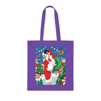 🍬🎄 The Lady Of The Peppermint Christmas Garden Cotton Tote Bag – Art Deco Holiday Fantasy
