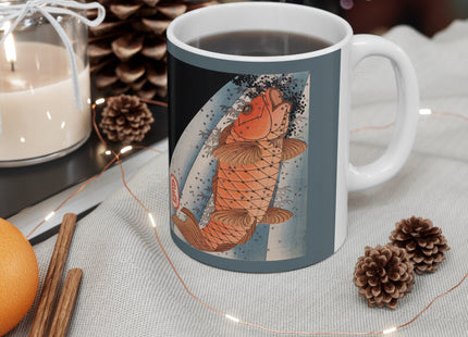 Carp Swimming up a Waterfall by Yashima Gakutei Ceramic Mug 11oz